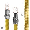 Flextron Gas Line Hose 5/8'' O.D.x72'' Len 1/2" FIPxMIP Fittings Yellow Coated Stainless Steel Flexible FTGC-YC12-72C
